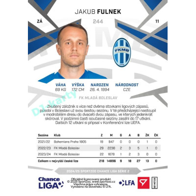2024/25 Sportzoo Chance Liga 2. série #244 Jakub Fulnek