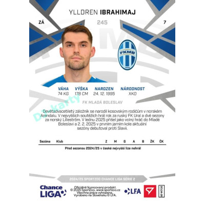 2024/25 Sportzoo Chance Liga 2. série #245 Ylldren Ibrahimaj