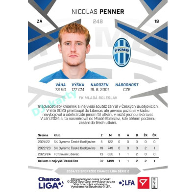 2024/25 Sportzoo Chance Liga 2. série #248 Nicolas Penner