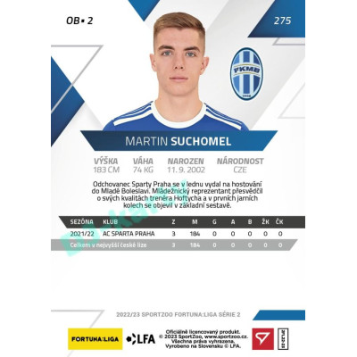 2022/23 Sportzoo Fortuna Liga 2. série #275 Martin Suchomel