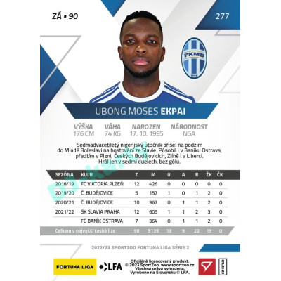 2022/23 Sportzoo Fortuna Liga 2. série #277 Ubong Moses Ekpai
