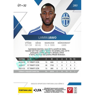 2022/23 Sportzoo Fortuna Liga 2. série #283 Lamin Jawo