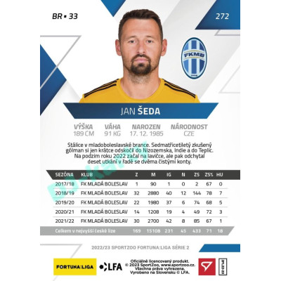 2022/23 Sportzoo Fortuna Liga 2. série #272 Jan Šeda