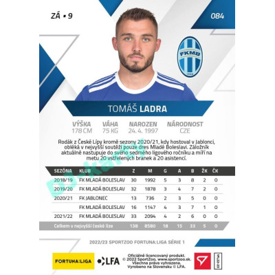 2022/23 Sportzoo Fortuna Liga 1. série #084 Tomáš Ladra