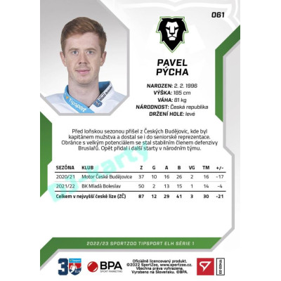 2022/23 Sportzoo ELH 1. série #061 Pavel Pýcha