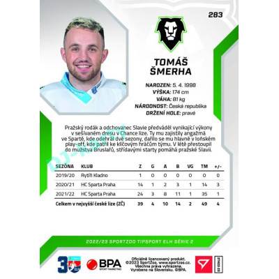 2022/23 Sportzoo ELH 2. série #283 Tomáš Šmerha