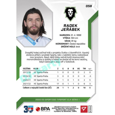 2022/23 Sportzoo ELH 1. série #058 Radek Jeřábek