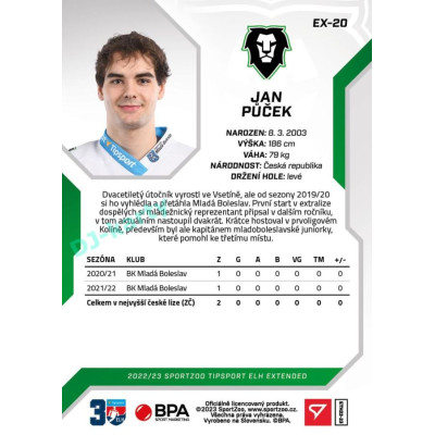 2022/23 Sportzoo ELH Extended #EX-20 Jan Půček