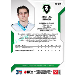 2022/23 Sportzoo ELH Extended #EX-22 Michal Simon