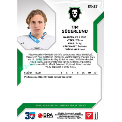 2022/23 Sportzoo ELH Extended #EX-23 Tim Söderlund