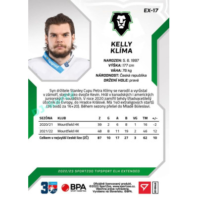 2022/23 Sportzoo ELH Extended #EX-17 Kelly Klíma
