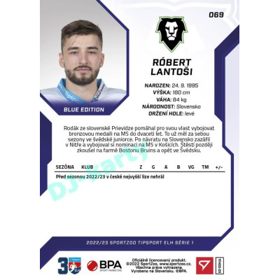 2022/23 Sportzoo ELH 1. série #069 Róbert Lantoši Blue xx/99