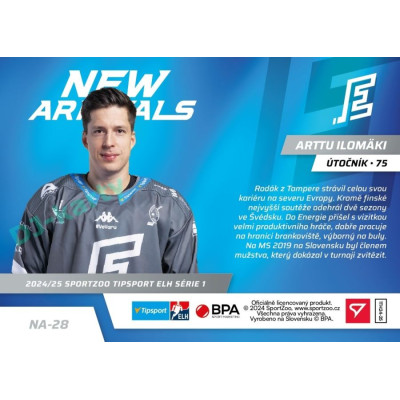 2024/25 Sportzoo ELH 1. serie #NA-28 Arttu Ilomäki New Arrivals