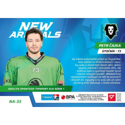 2024/25 Sportzoo ELH 1. serie #NA-33 Petr Čajka New Arrivals