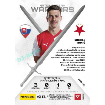 2023/24 Sportzoo Fortuna Liga 2. série #NW-15 Michal Tomič National Team Warriors