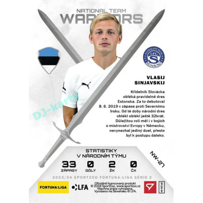 2023/24 Sportzoo Fortuna Liga 2. série #NW-27 Vlasij Sinjavskij National Team Warriors