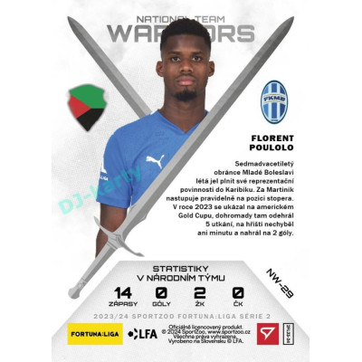 2023/24 Sportzoo Fortuna Liga 2. série #NW-29 Florent Poulolo National Team Warriors