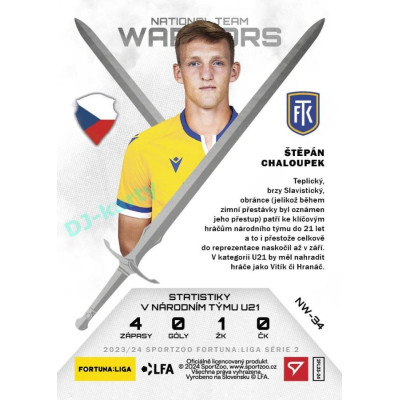 2023/24 Sportzoo Fortuna Liga 2. série #NW-34 Štěpán Chaloupek National Team Warriors