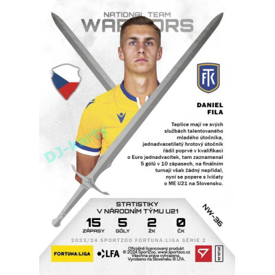 2023/24 Sportzoo Fortuna Liga 2. série #NW-36 Daniel Fila National Team Warriors