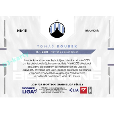 2024/25 Sportzoo Chance Liga 2. série #NB-15 Tomáš Koubek New Beginning