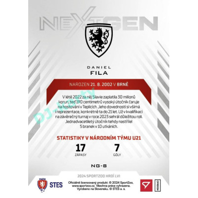 2024 Sportzoo HRDÍ LVI #NG-8 Daniel Fila Next Gen