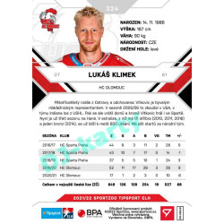 2021/22 Sportzoo TIPSPORT ELH 2. série #324 Lukáš Klimek