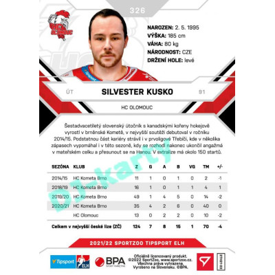 2021/22 Sportzoo TIPSPORT ELH 2. série #326 Silvester Kusko