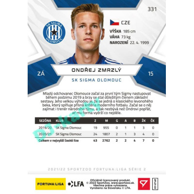 2021/22 Sportzoo Fortuna Liga 2. série #331 Ondřej Zmrzlý