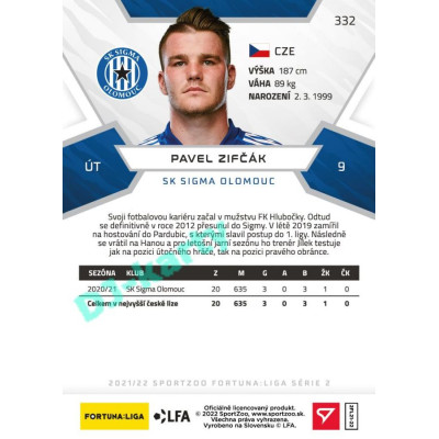 2021/22 Sportzoo Fortuna Liga 2. série #332 Pavel Zifčák
