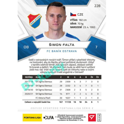 2021/22 Sportzoo Fortuna Liga 2. série #228 Šimon Falta