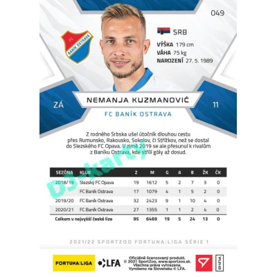 2021/22 Sportzoo Fortuna Liga Nemanja Kuzmanovič #49