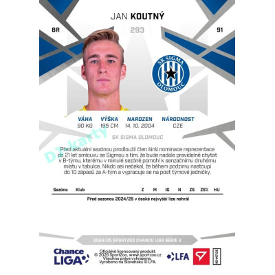 2024/25 Sportzoo Chance Liga 2. série #293 Jan Koutný
