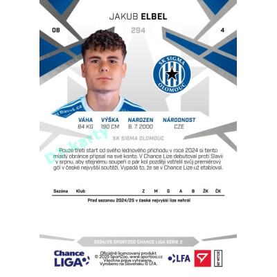 2024/25 Sportzoo Chance Liga 2. série #294 Jakub Elbel