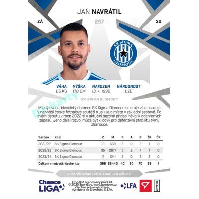2024/25 Sportzoo Chance Liga 2. série #297 Jan Navrátil