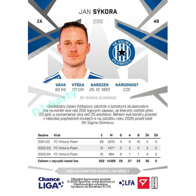 2024/25 Sportzoo Chance Liga 2. série #298 Jan Sýkora