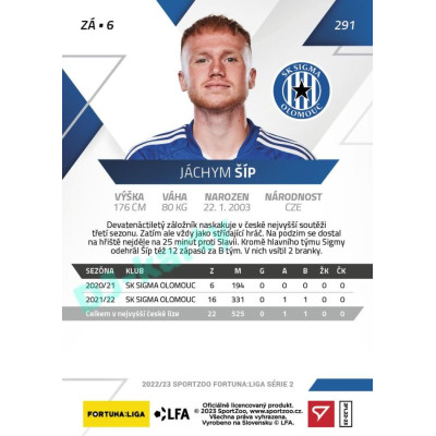 2022/23 Sportzoo Fortuna Liga 2. série #291 Jáchym Šíp
