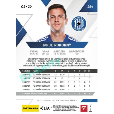 2022/23 Sportzoo Fortuna Liga 2. série #284 Jakub Pokorný