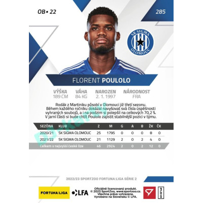 2022/23 Sportzoo Fortuna Liga 2. série #285 Florent Poulolo