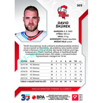 2022/23 Sportzoo ELH 2. série #325 David Škůrek
