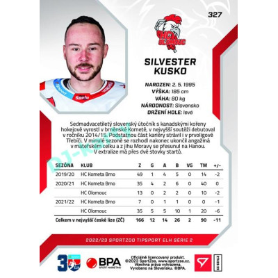 2022/23 Sportzoo ELH 2. série #327 Silvester Kusko