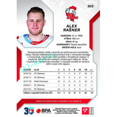 2022/23 Sportzoo ELH 2. série #323 Alex Rašner