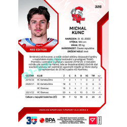 2022/23 Sportzoo ELH 2. série #326 Michal Kunc Red xx/49