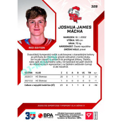 2022/23 Sportzoo ELH 2. série #328 Joshua James Mácha Red xx/49