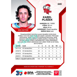 2022/23 Sportzoo ELH 2. série #329 Karel Plášek Red xx/49