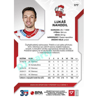 2022/23 Sportzoo ELH 1. série #177 Lukáš Nahodil