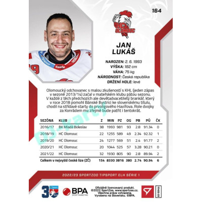 2022/23 Sportzoo ELH 1. série #164 Jan Lukáš