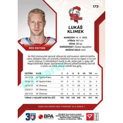 2022/23 Sportzoo ELH 1. série #173 Lukáš Klimek Red xx/49