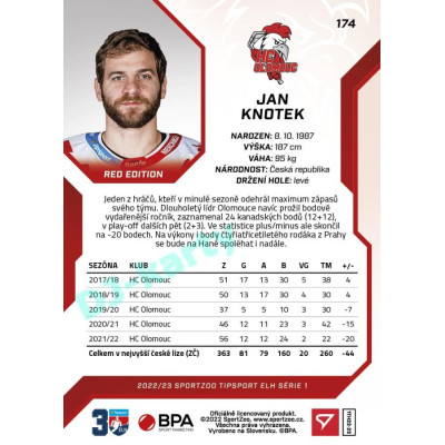 2022/23 Sportzoo ELH 1. série #174 Jan Knotek Red xx/49
