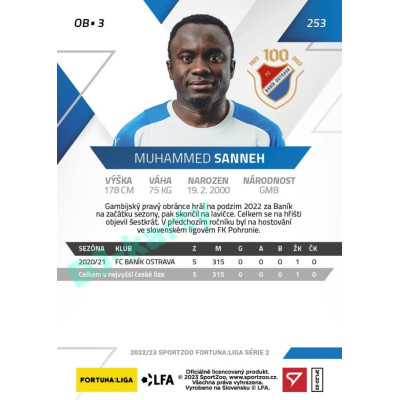 2022/23 Sportzoo Fortuna Liga 2. série #253 Muhammed Sanneh