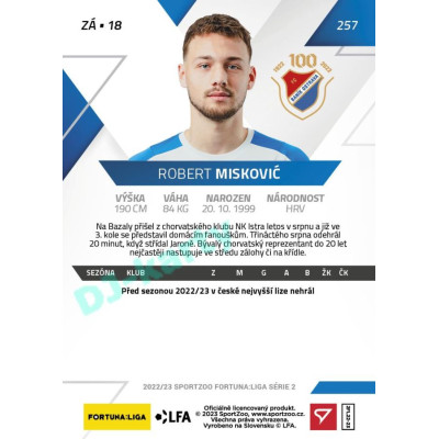 2022/23 Sportzoo Fortuna Liga 2. série #257 Robert Misković